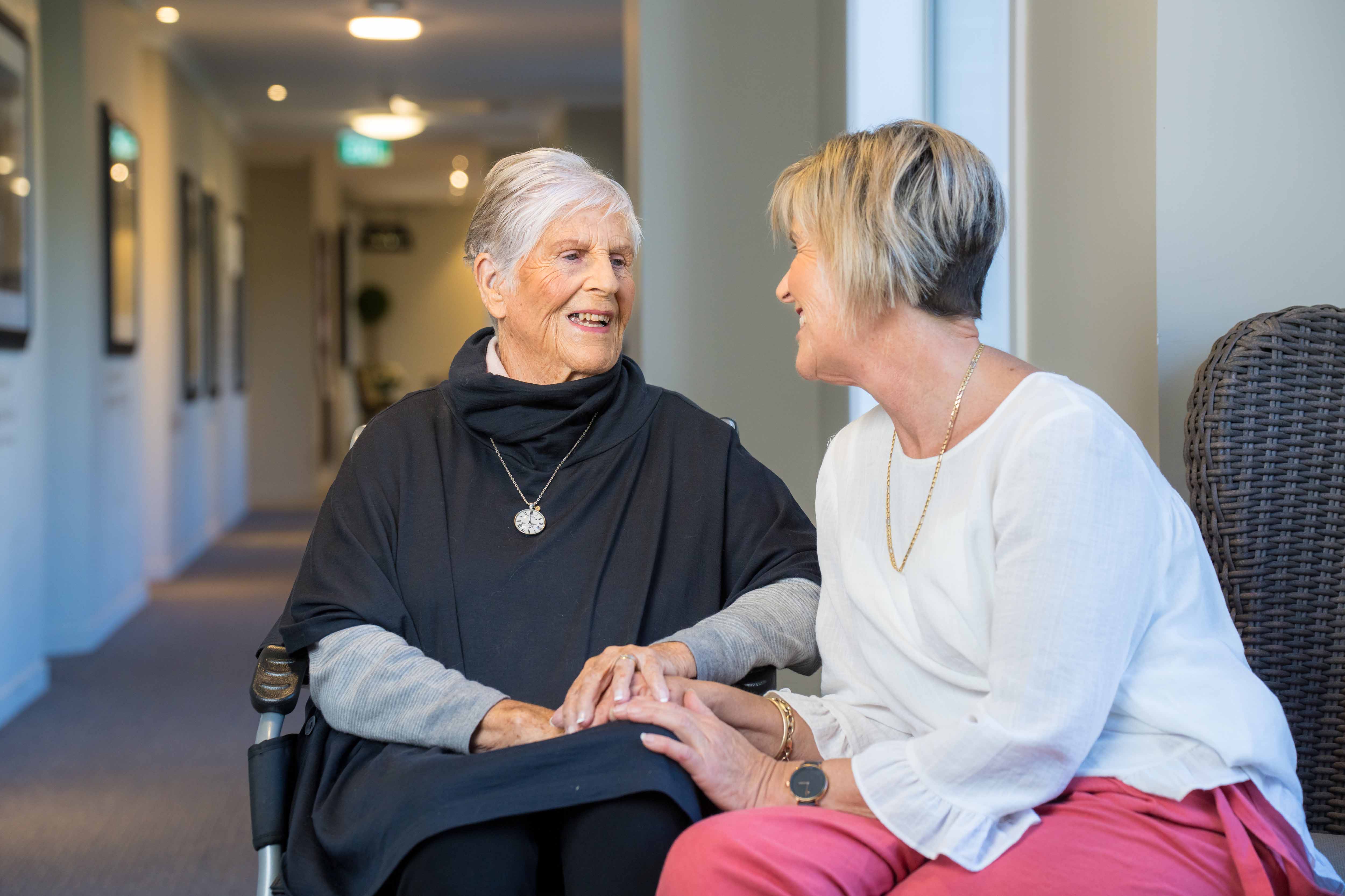 Retirement resident Di in her independent apartment